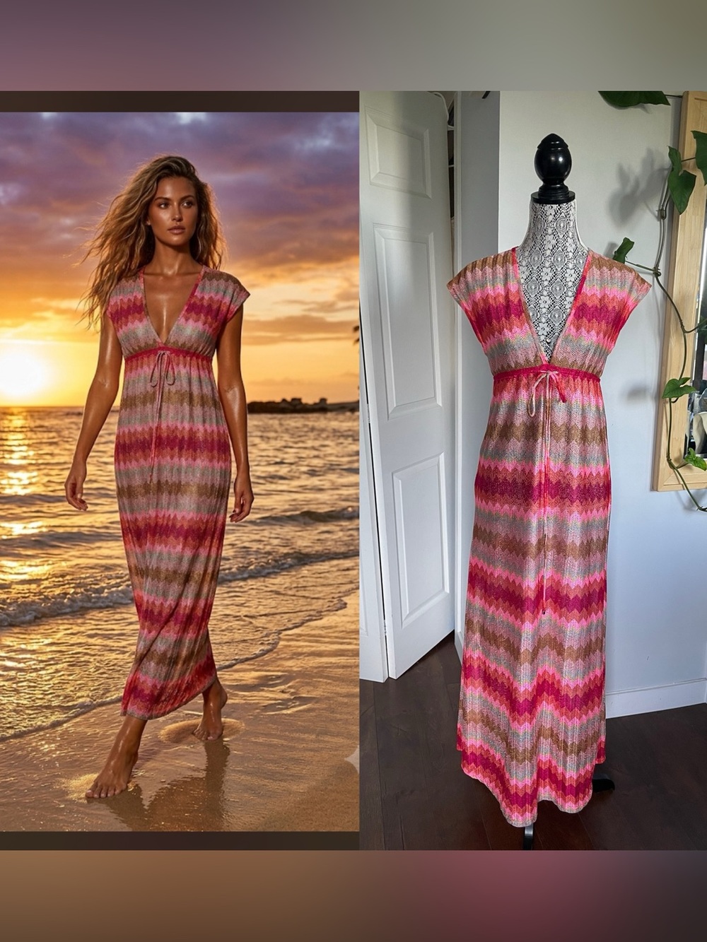 Elif By Jordan Taylor Empire Soft Knit Beach Cover Up Vacation Dress Small